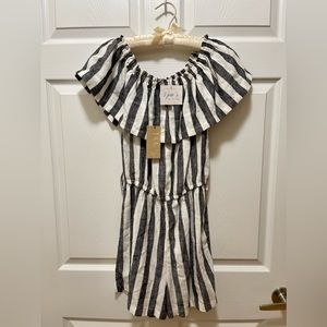 Love Tree Women's Jumpsuit Romper Black Striped Off  Shoulder Size S  Jem's